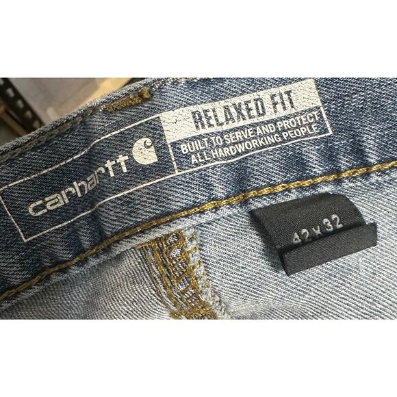 Carhartt Relaxed Fit Light Wash Blue Jeans 42X32 Work Casual Wear - Picture 5 of 6